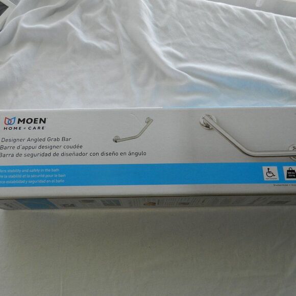 *NEW* in box, Moen designer angled 20" shower/bath grab bar, brushed nickel - Picture 3 of 5